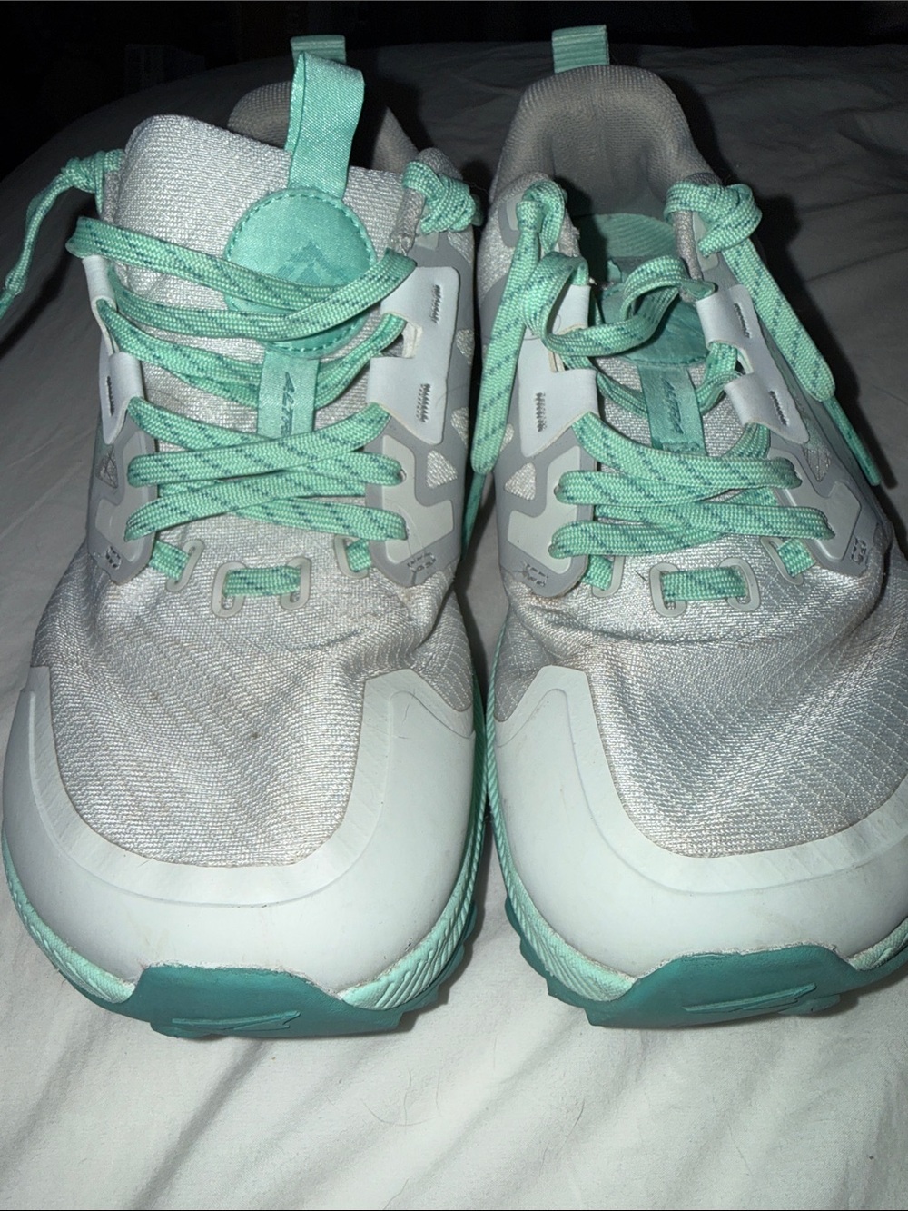 Light Gray & Mint Women’s Athletic Sneakers - Altra lone peak 7